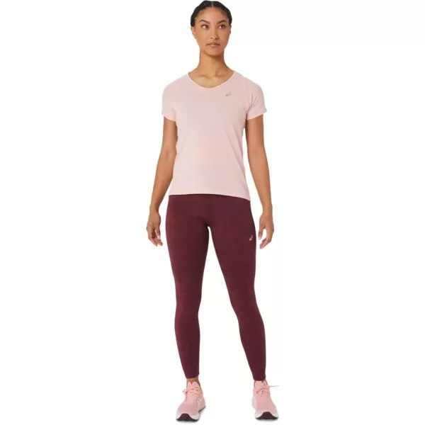 imageASICS Womens VNeck Short Sleeve Top Running ApparelFrosted Rose