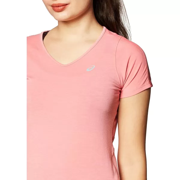 imageASICS Womens VNeck Short Sleeve Top Running ApparelPeach Petal