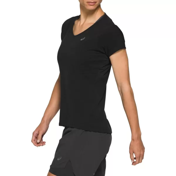 imageASICS Womens VNeck Short Sleeve Top Running ApparelPerformance Black