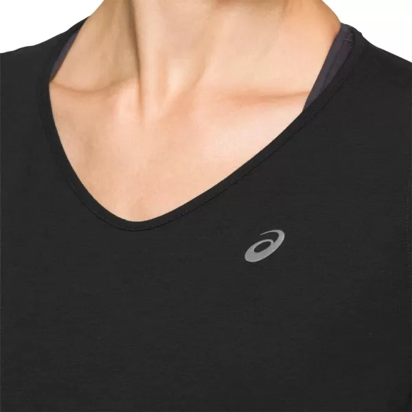 imageASICS Womens VNeck Short Sleeve Top Running ApparelPerformance Black