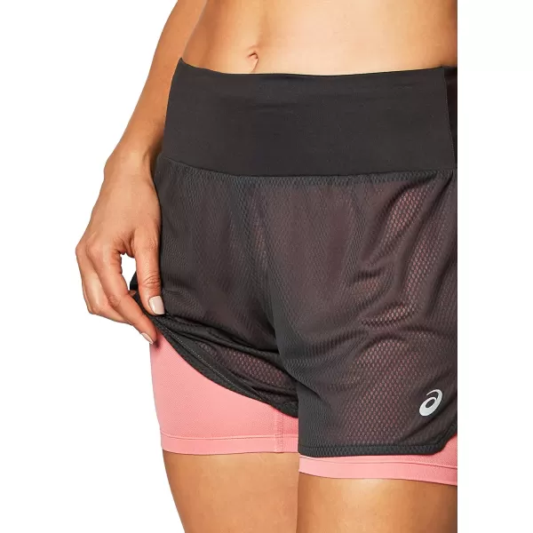 imageASICS Womens Ventilate 2N1 35 Short Running ApparelGraphite GreyPeach Petal