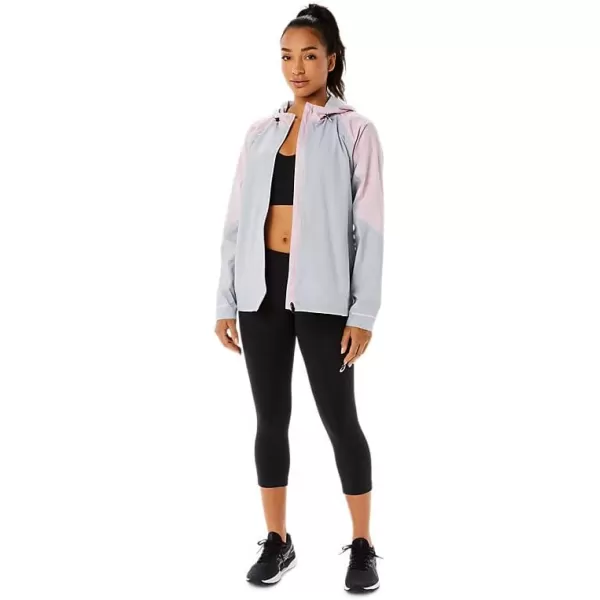 imageASICS Womens WATERPROOF JACKET ApparelPiedmont GreyBarely Rose