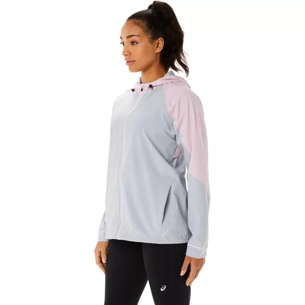 imageASICS Womens WATERPROOF JACKET ApparelPiedmont GreyBarely Rose