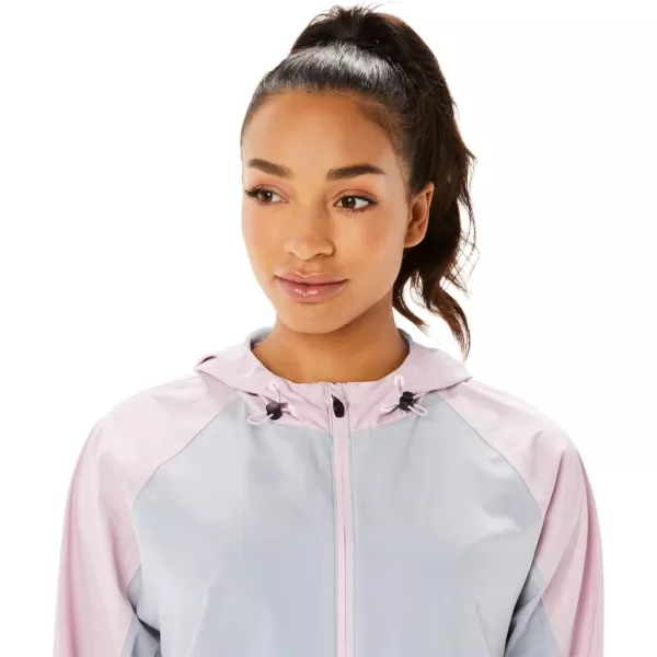 imageASICS Womens WATERPROOF JACKET ApparelPiedmont GreyBarely Rose