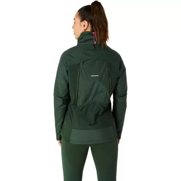 imageASICS Womens WINTER RUN JACKET ApparelRain Forest