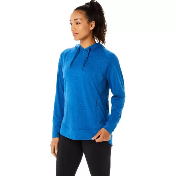 imageASICS Womens Womens TECH PO HOODIE ApparelLake Drive SpacedyeClear Blue