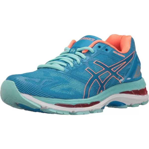 imageASICS GelNimbus 19 Womens Running ShoeDiva BlueFlash CoralAqua Splash