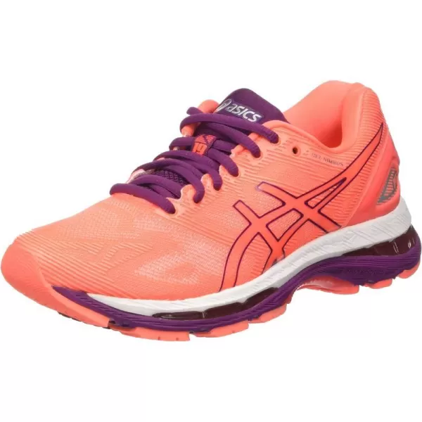 imageASICS GelNimbus 19 Womens Running ShoeOrange Flash Coral Dark Purple White