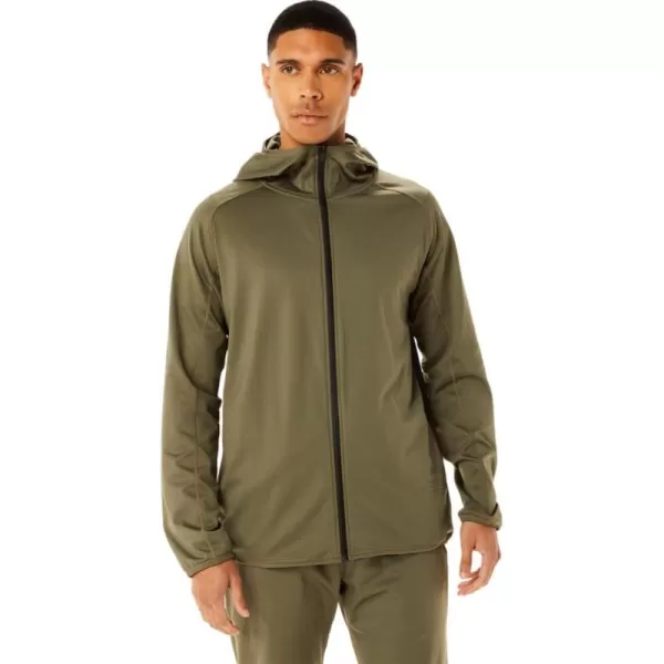 imageASICS Mens ACTIBREEZE JACQUARD BRUSHED KNIT JACKET ApparelMantle Green