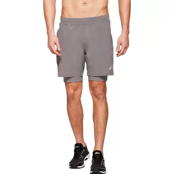 imageASICS Mens Fietro 7 2in1 Short Running ApparelCarbon