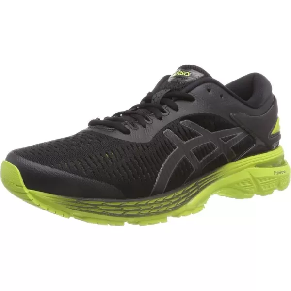 imageASICS Mens GelKayano 25 Running ShoeBlackNeon Lime