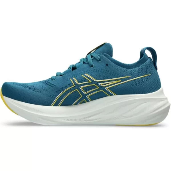 imageASICS Mens GelNimbus 26 Running ShoesEvening TealLight Mustard