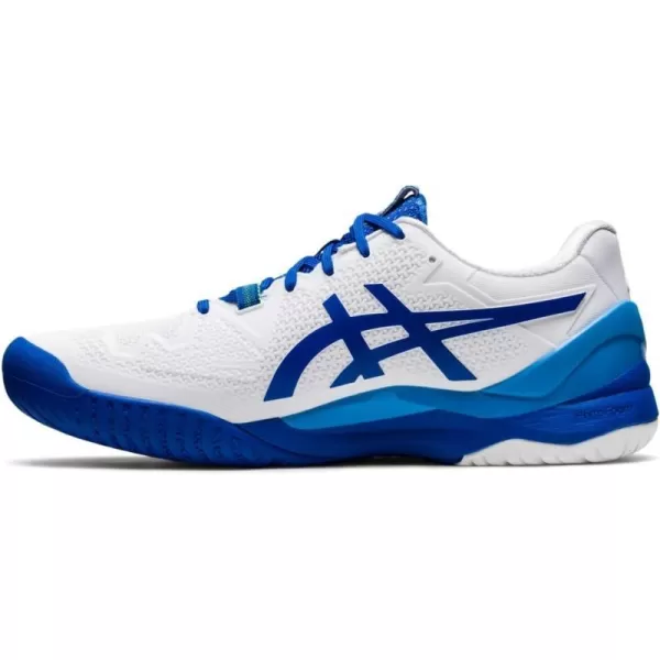imageASICS Mens GelResolution 8 Tennis ShoesWhiteTuna Blue