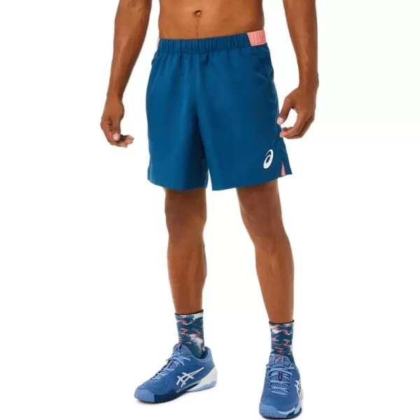 imageASICS Mens Match 7IN Short Tennis ApparelLight Indigo