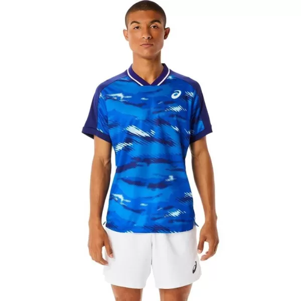imageASICS Mens Match Graphic Short Sleeve TOP ApparelDive Blue