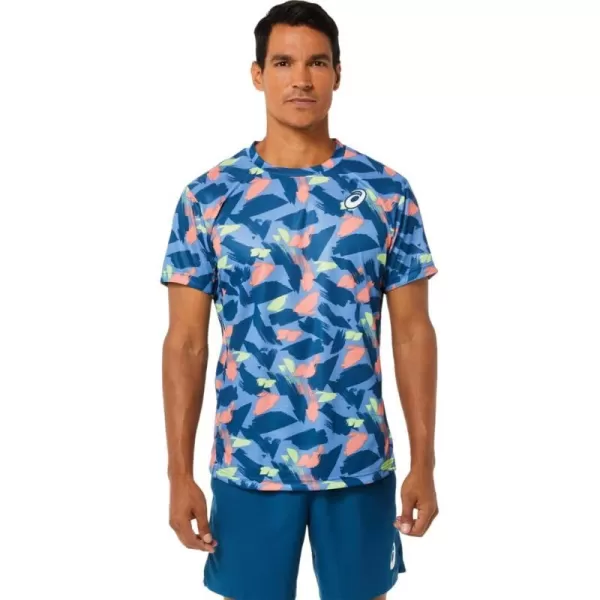 imageASICS Mens Match Graphic Short Sleeve TOP Tennis ApparelLight Indigo