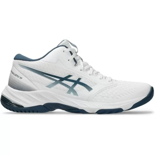 imageASICS Mens Netburner Ballistic FlyteFoam Mid Top 3 Volleyball ShoesWhiteVintage Indigo