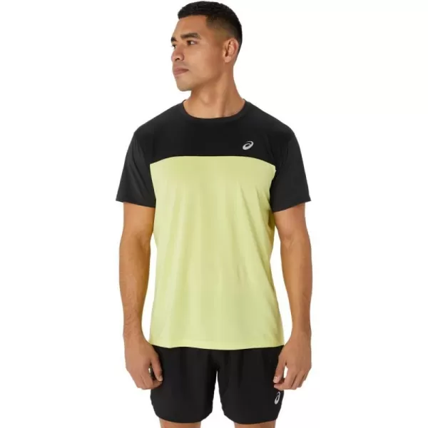 imageASICS Mens Race Short Sleeve TOP Running ApparelPerformance BlackGlow Yellow