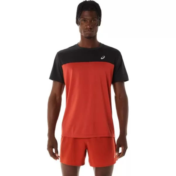 imageASICS Mens Race Short Sleeve TOP Running ApparelPerformance BlackSpice Latte