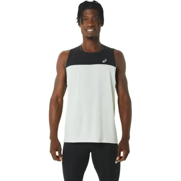 imageASICS Mens Race Singlet Running ApparelPerformance BlackLight Sage