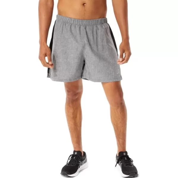 imageASICS Mens Ready Set 5IN Short Running ApparelDark Grey HeatherPerformance Black
