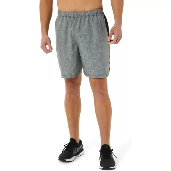 imageASICS Mens ReadySet 7IN Short Running ApparelDark Grey HeatherPerformance Black