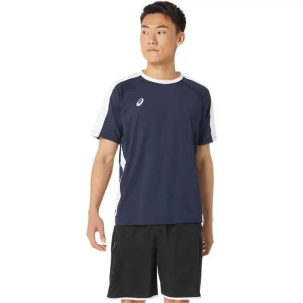 imageASICS Mens Resolution Short Sleeve Crew Training ApparelTeam NavyTeam White