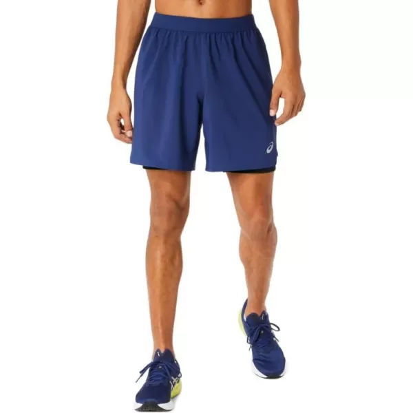 imageASICS Mens Road 2N1 7IN Short ApparelDeep OceanPerformance Black