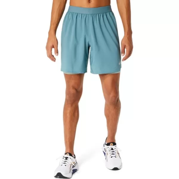 imageASICS Mens Road 2N1 7IN Short ApparelFoggy TealOcean Haze