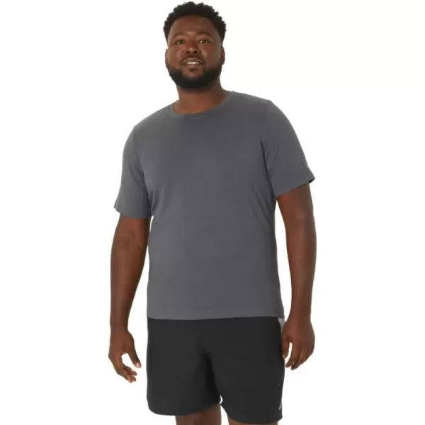 imageASICS Mens Short Sleeve Heather Tech Top Training ApparelDark Grey Heather