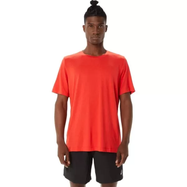 imageASICS Mens Short Sleeve Heather Tech Top Training ApparelFiery Red Heather