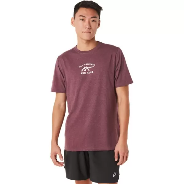 imageASICS Mens Short Sleeve Run Club TEE ApparelDeep Mars Heather