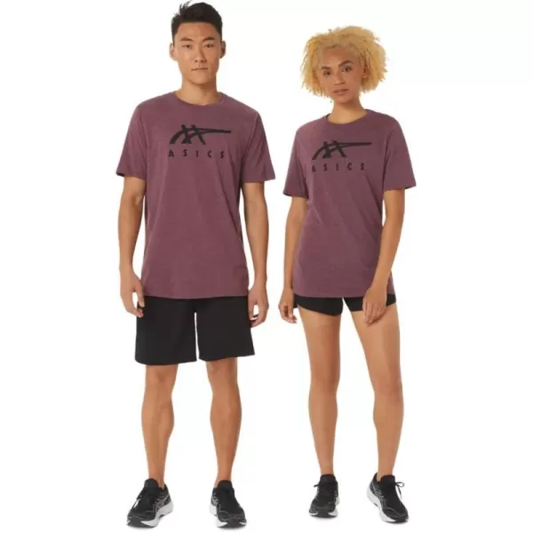 imageASICS Mens Stripe Short Sleeve Tee ApparelDeep Mars Heather