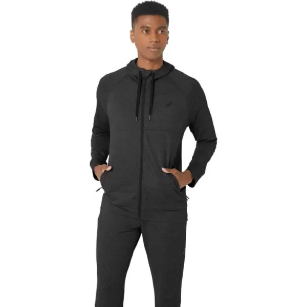 imageASICS Mens TECH FZ HOODIE APPARELGraphite Grey Spacedye