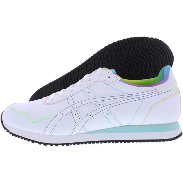 imageASICS Mens Tiger Runner ShoesPure WhiteLight BlueNeon GreenMulticolored