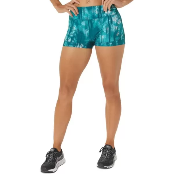 imageASICS Womens 2IN Train Short Training ApparelPerf Tie Dye Velvet Pine Print