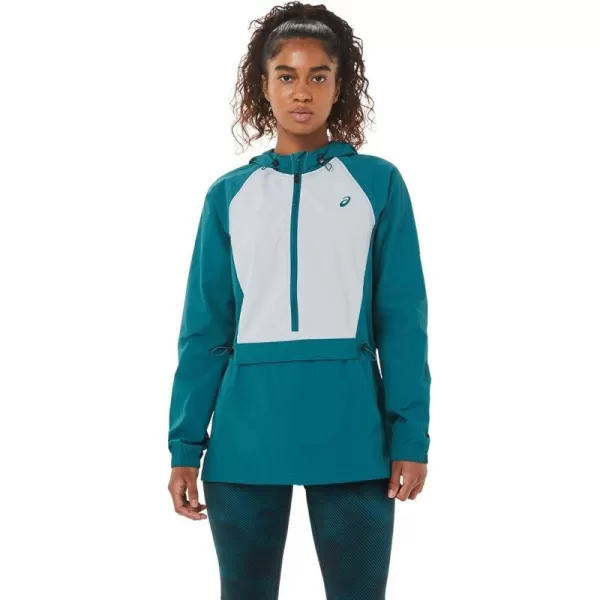 imageASICS Womens Anorak Jacket Running ApparelVelvet PinePiedmont Grey