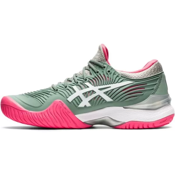 imageASICS Womens Court FlyteFoam 2 Tennis Shoes 5 Laser PinkWhite95 Slate GreyWhite