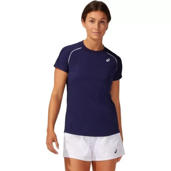 imageASICS Womens Court Piping Short Sleeve Tennis ApparelPeacoat