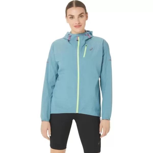 imageASICS Womens FUJITRAIL WATERPROOF JACKET ApparelGris Blue
