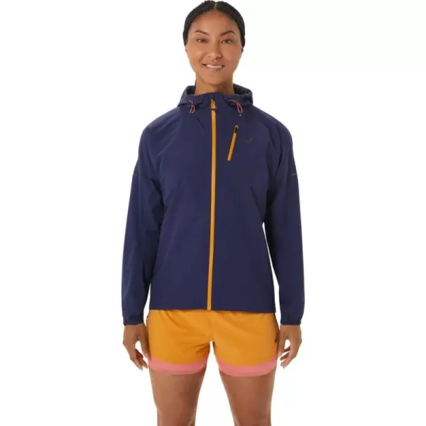 imageASICS Womens FUJITRAIL WATERPROOF JACKET ApparelIndigo BlueSandstorm