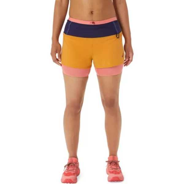 imageASICS Womens Fujitrail 2N1 Short ApparelSandstormPapaya