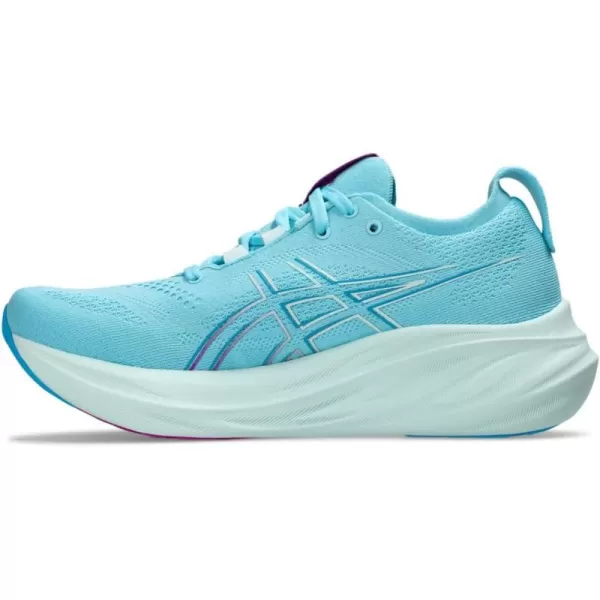 imageASICS Womens GelNimbus 26 Running ShoeBright CyanBold Magenta