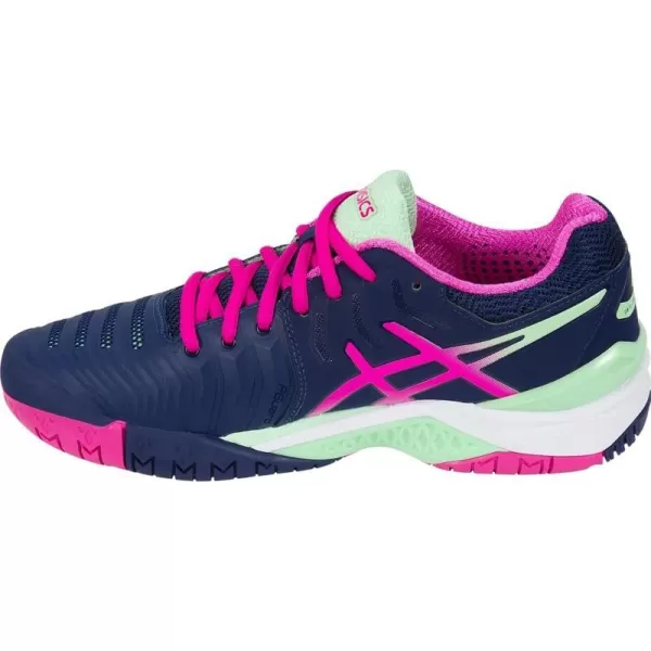 imageASICS Womens GelResolution 7 Tennis ShoesIndigo BluePink GlowParadise Green