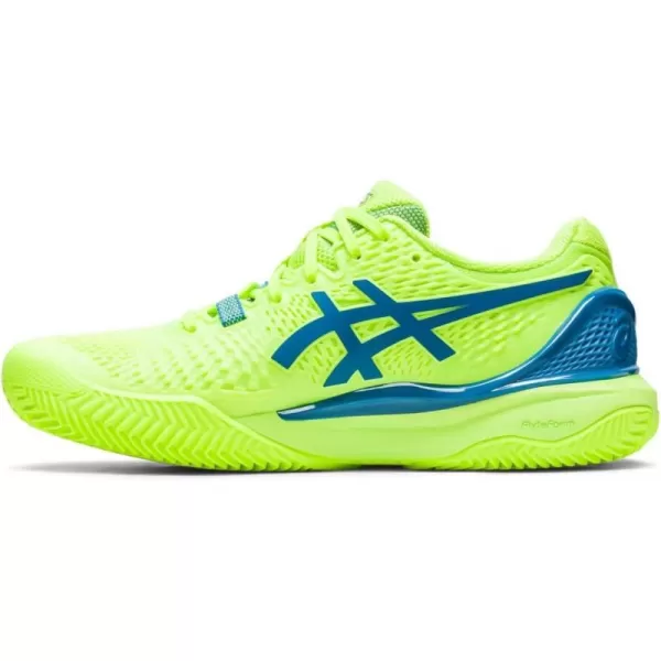 imageASICS Womens GelResolution 9 Clay Tennis ShoesHazard GreenReborn Blue