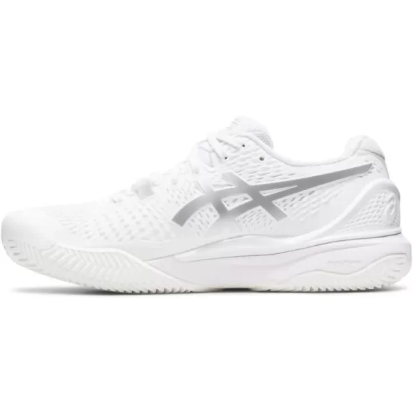 imageASICS Womens GelResolution 9 Clay Tennis ShoesWhitePure Silver
