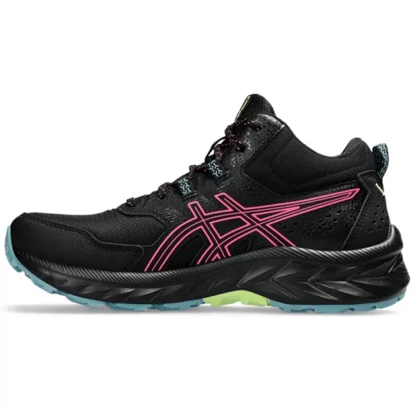 imageASICS Womens GelVenture 9 Mid Top Running ShoesBlackHot Pink