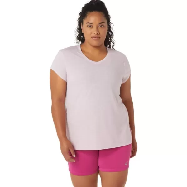 imageASICS Womens Heather Vneck Short Sleeve TOP ApparelBarely Rose Heather