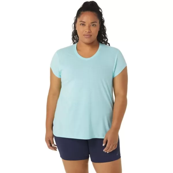 imageASICS Womens Heather Vneck Short Sleeve TOP ApparelClear Blue Heather