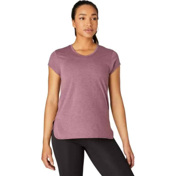 imageASICS Womens Heather Vneck Short Sleeve TOP ApparelGrape Heather